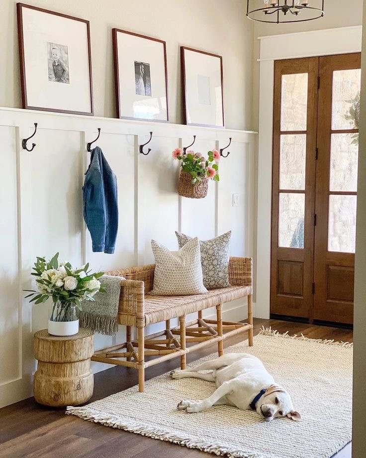 A modern farmhouse entryway.