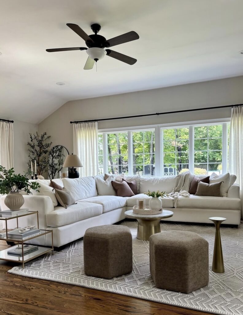 A neutral living room.