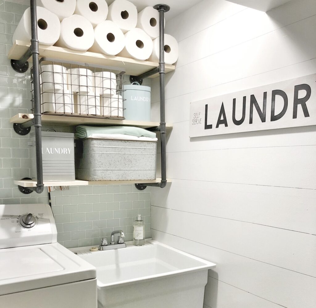 A small laundry room.