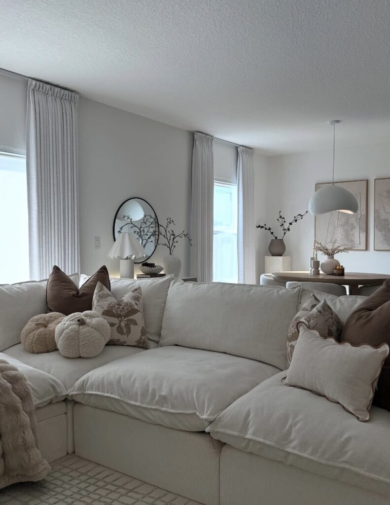 A neutral living room.