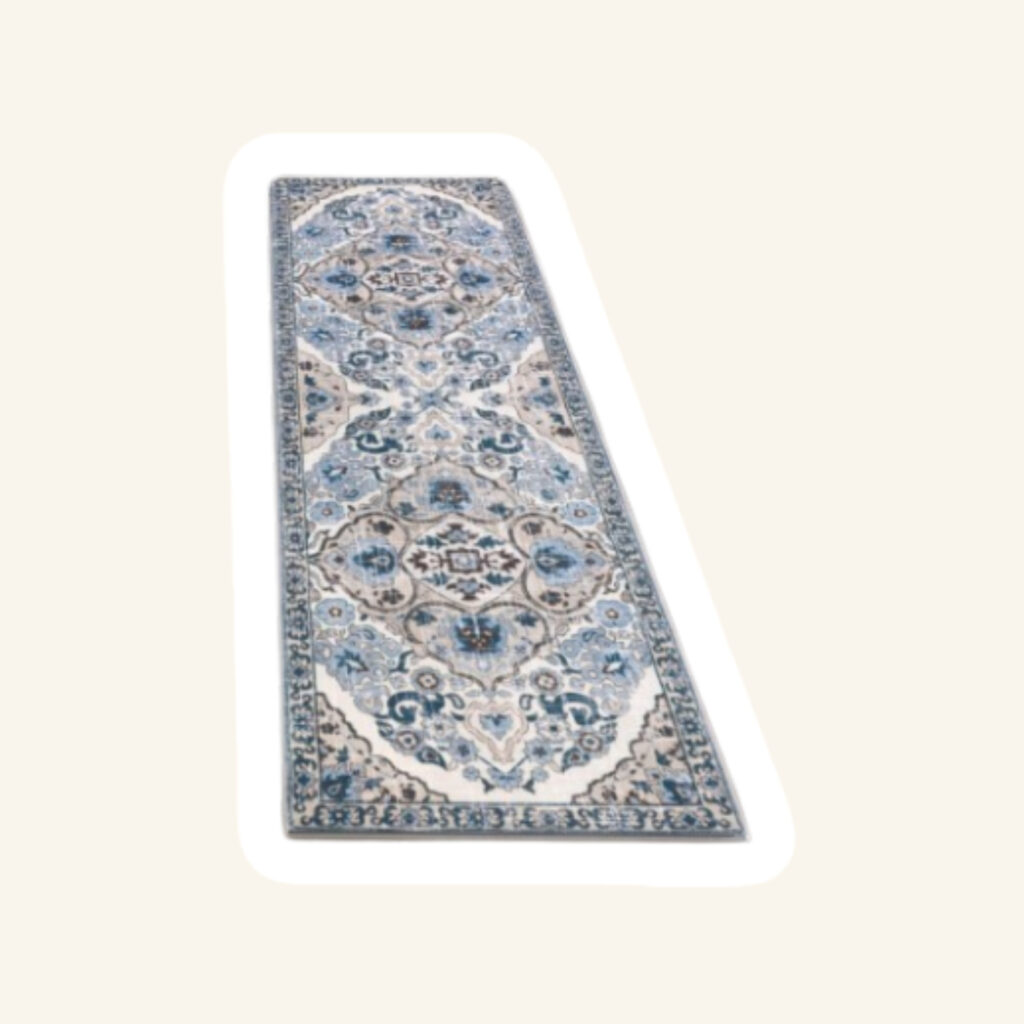 A modern kitchen rug.