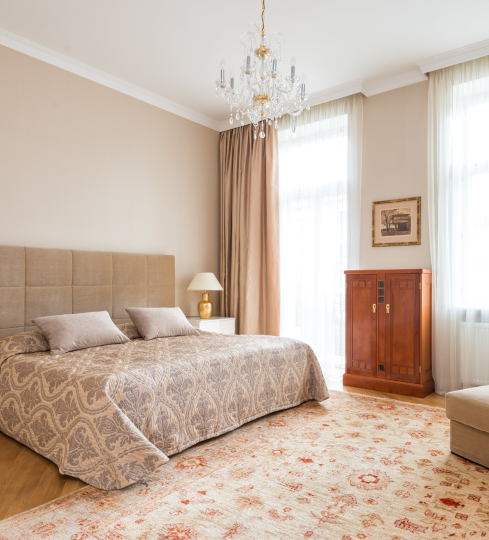 A traditional bedroom.