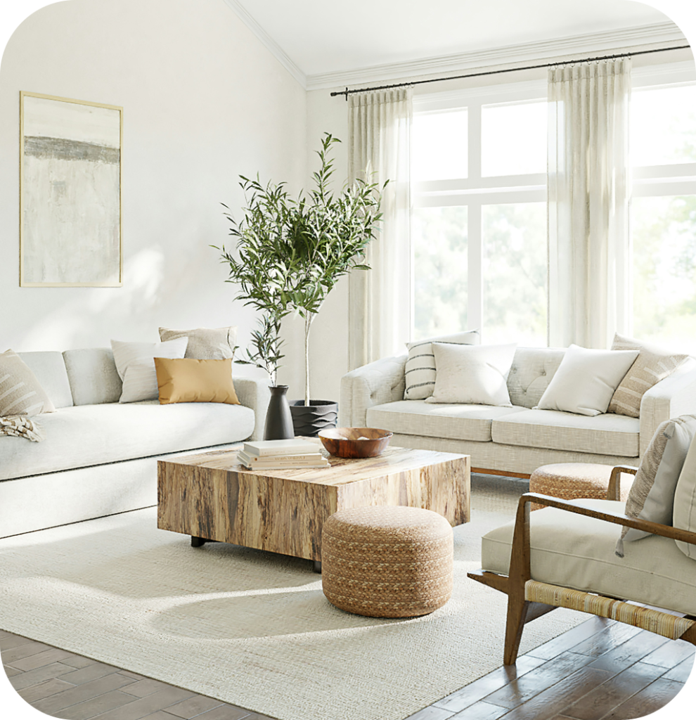 A neutral living room.