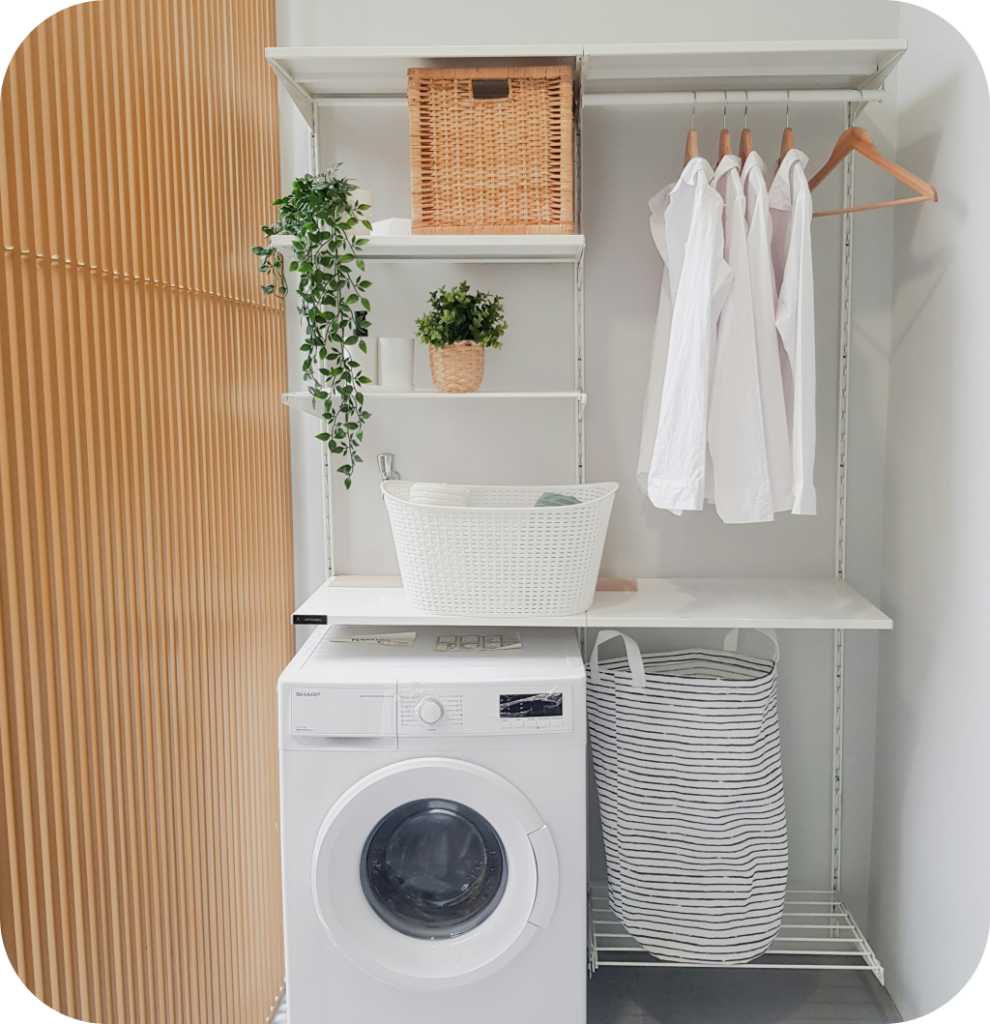 A small laundry room.