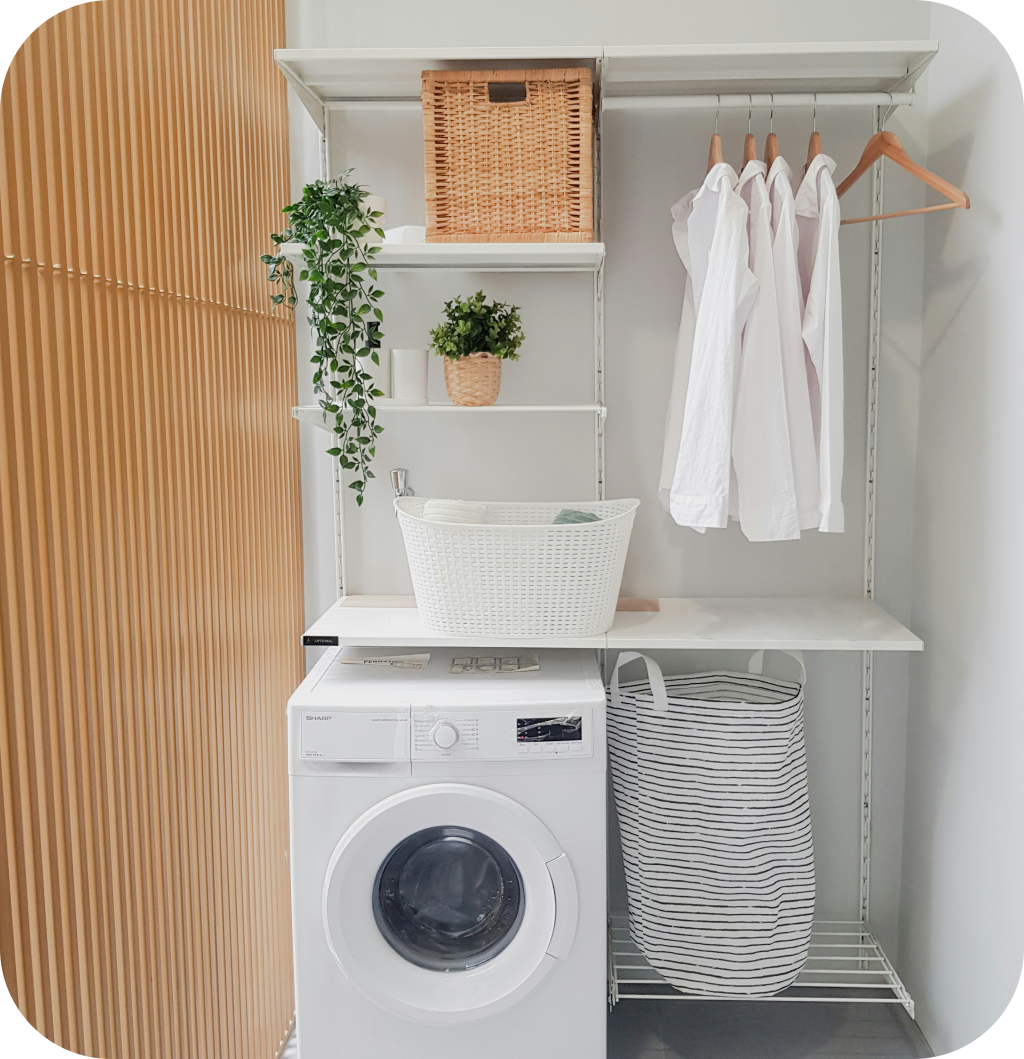 A small laundry room.