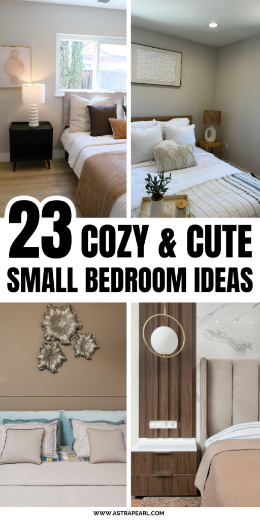 Pinterest Pin for small bedroom ideas.