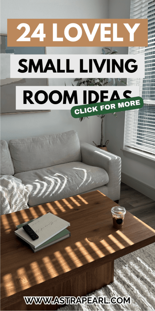 Pinterest Pin for small living room ideas.