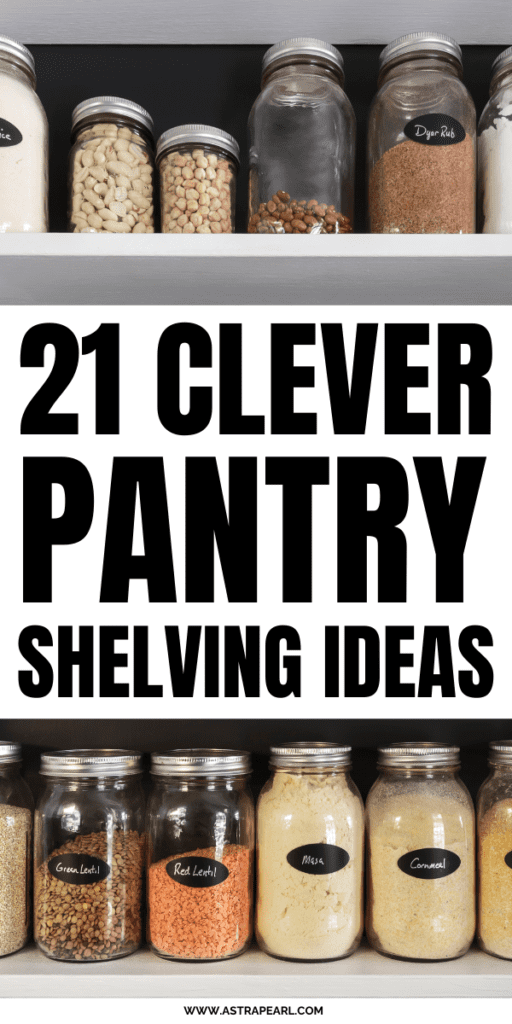 Pinterest Pin for pantry shelving ideas.