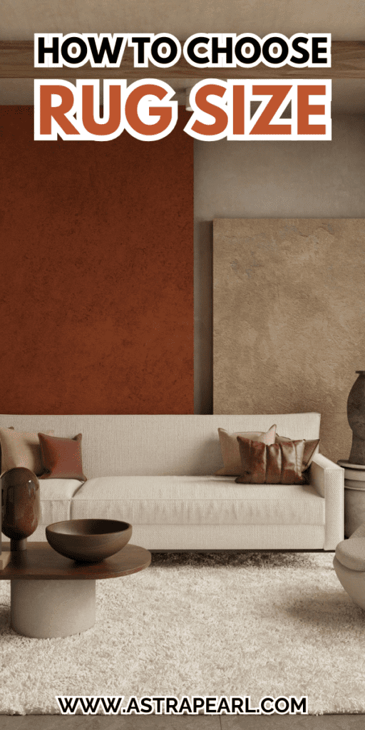 Pinterest Pin for how to choose rug size.