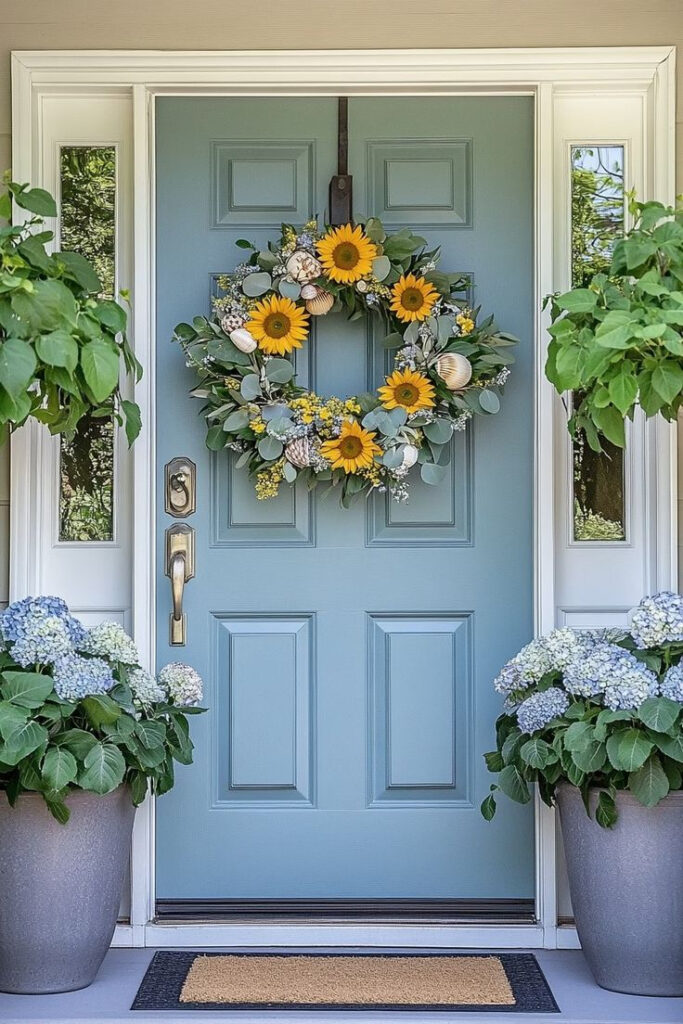 A summer front door decor.