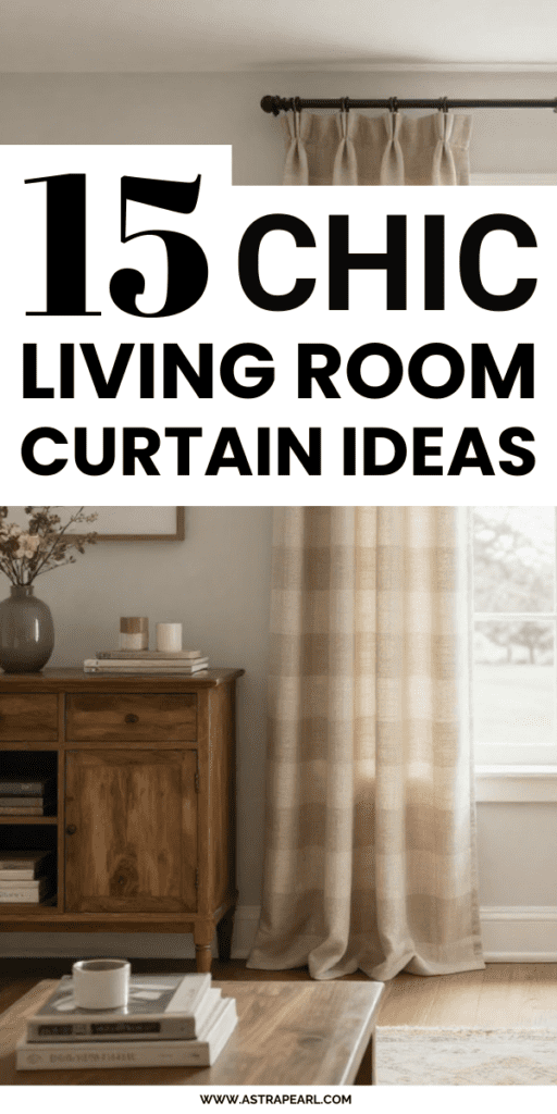 Pinterest Pin for living room curtain ideas.