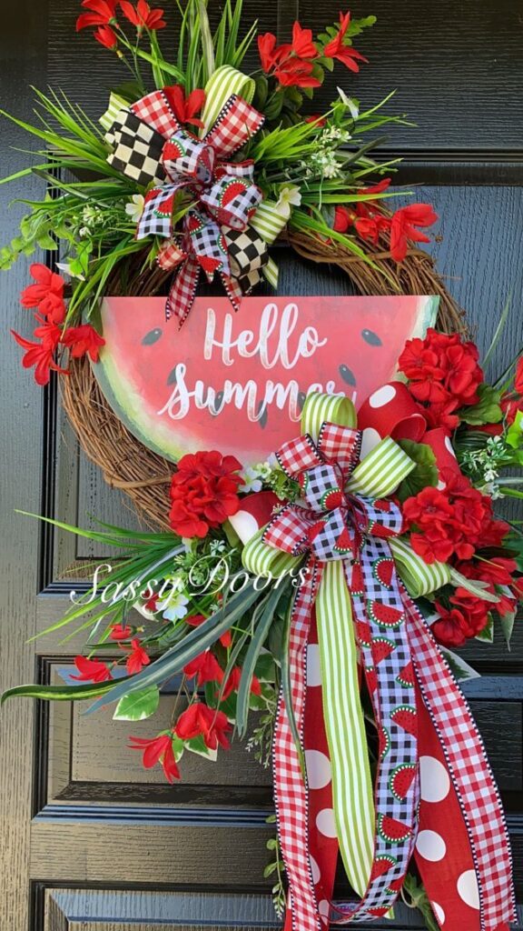 A summer front door decor.