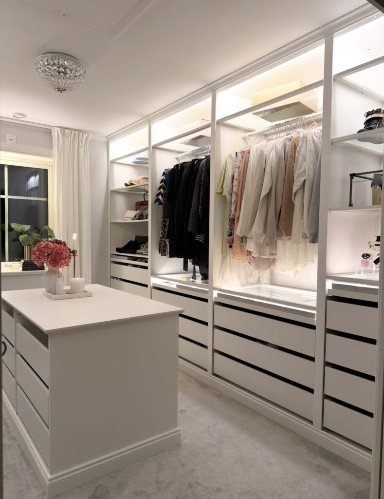 A small walk in closet.