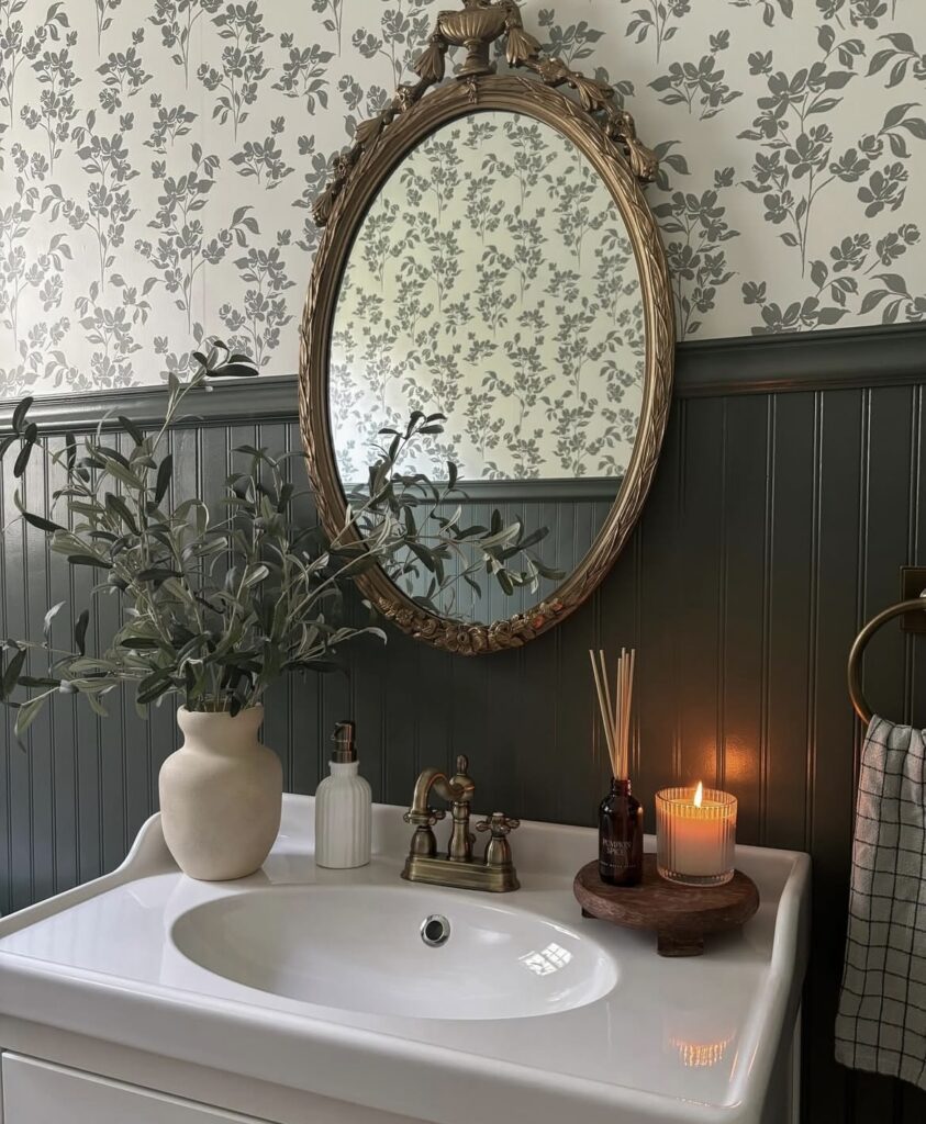 A bathroom counter decor.