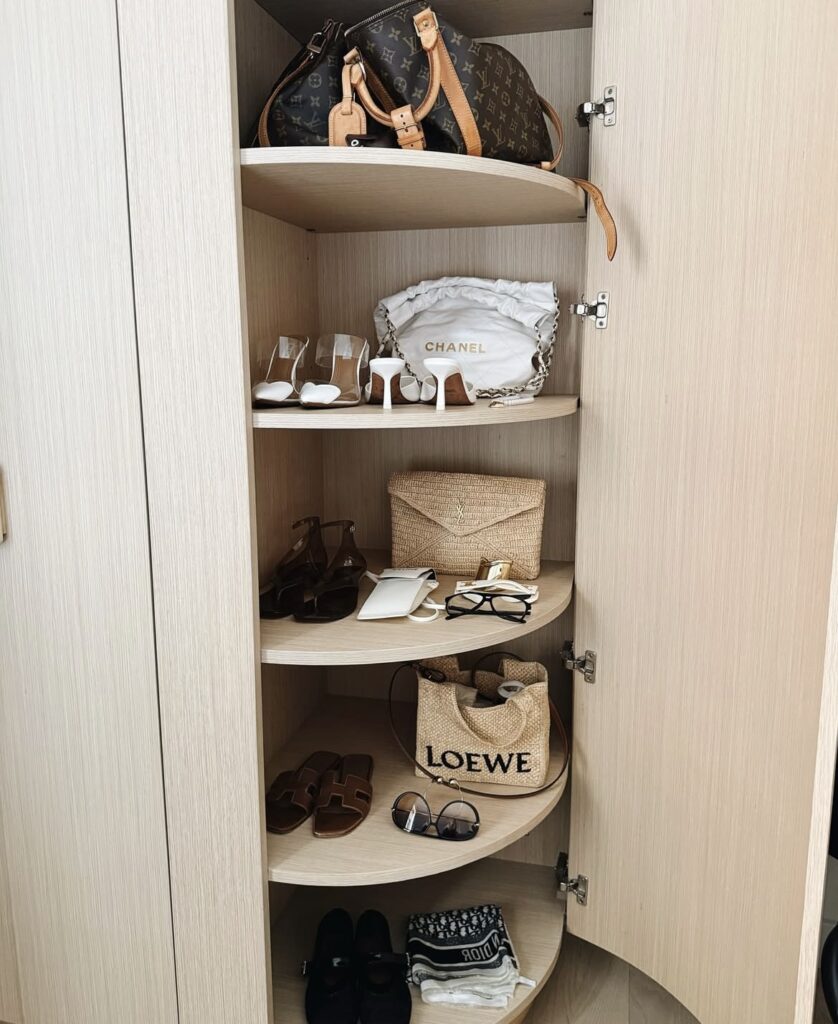 A small walk in closet.
