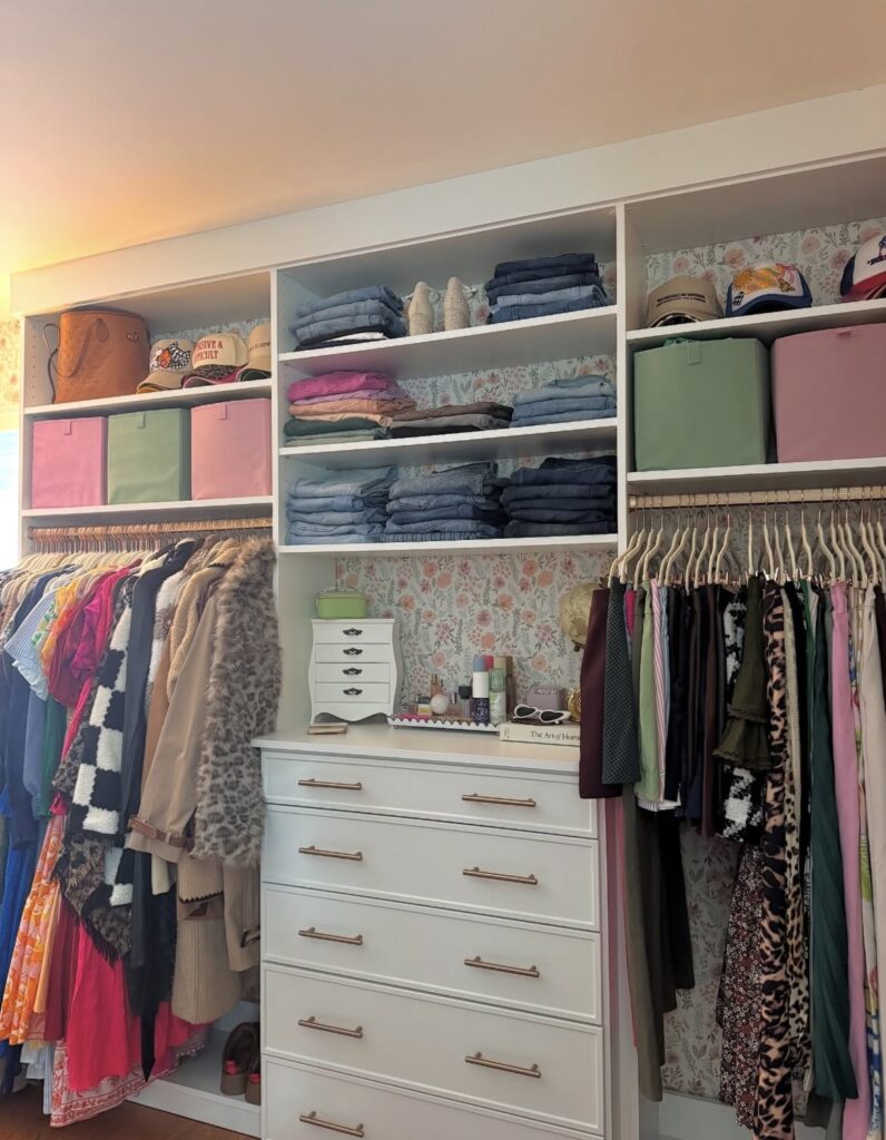 A small walk in closet.