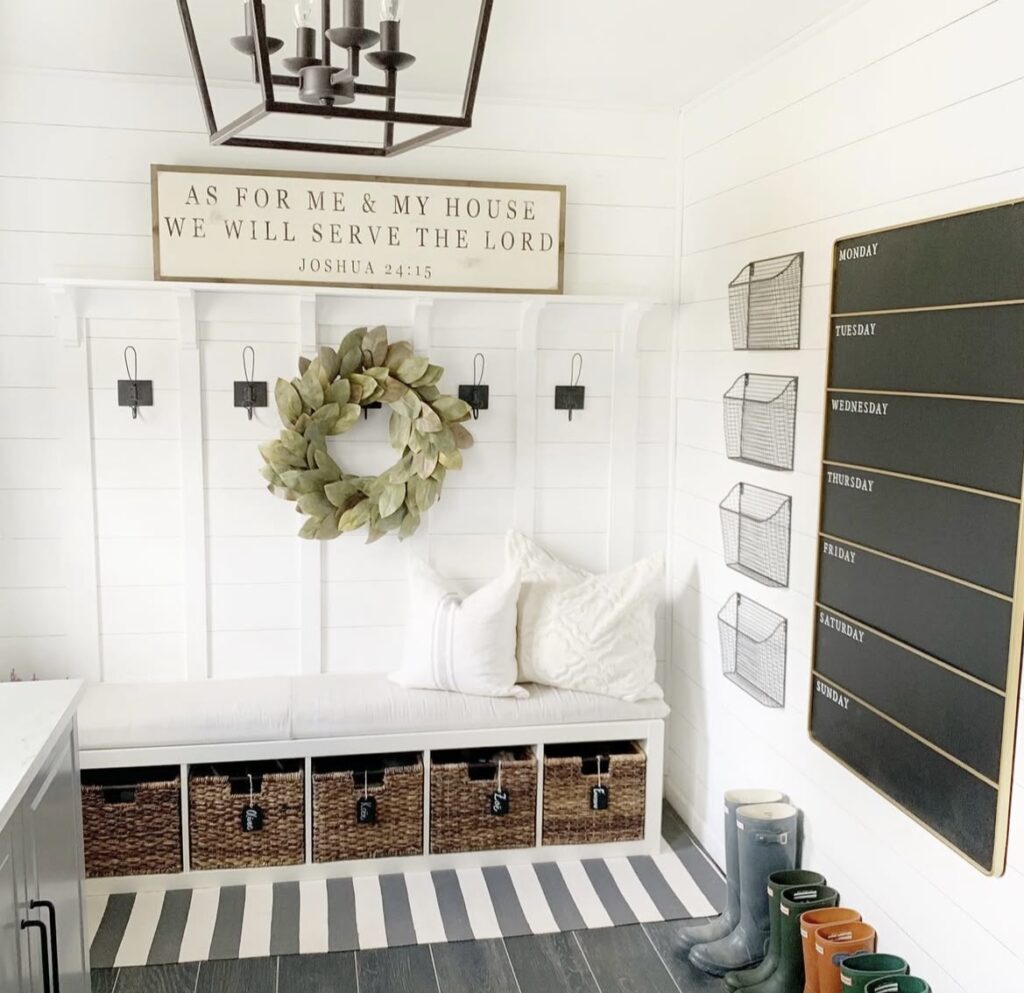 An entryway with storage.