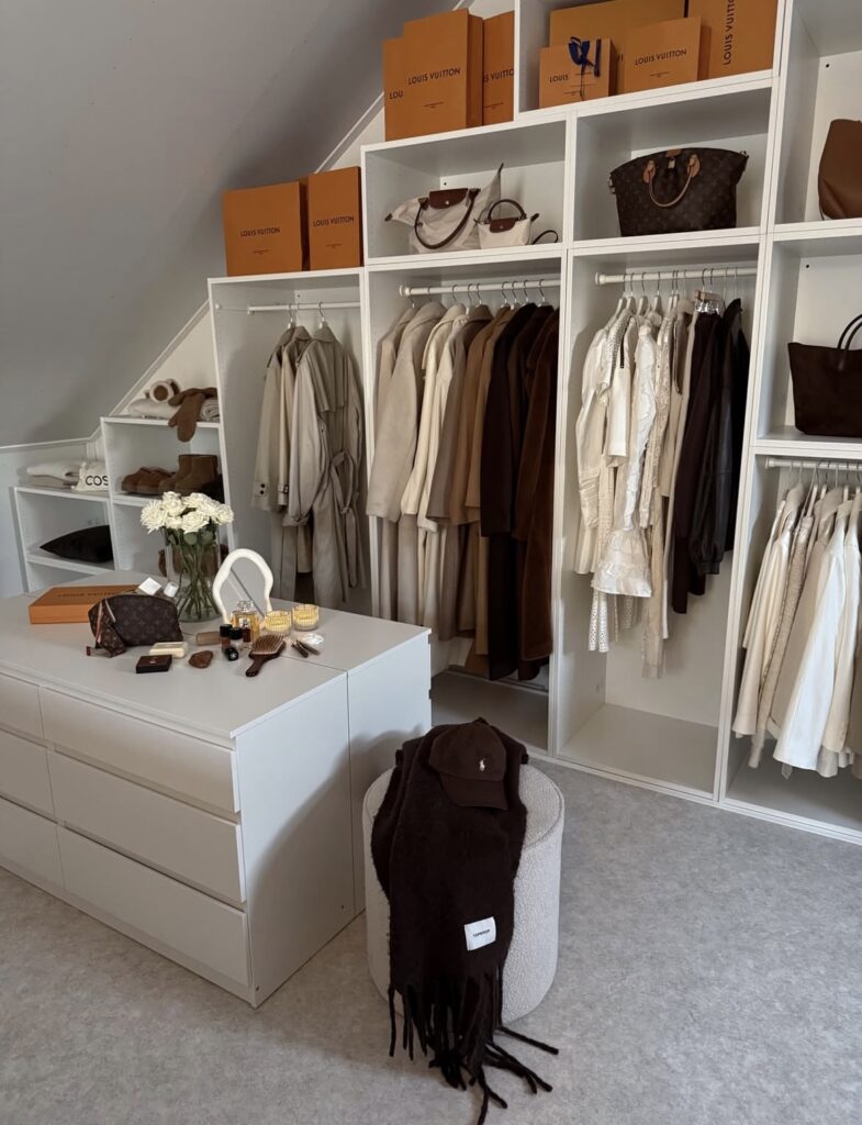 A small walk in closet.