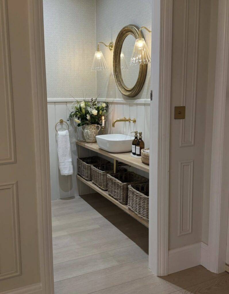 A bathroom counter decor.