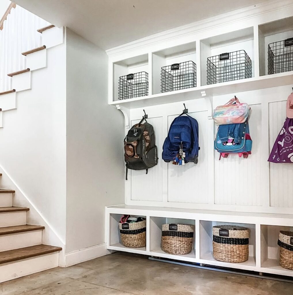 An entryway with storage.