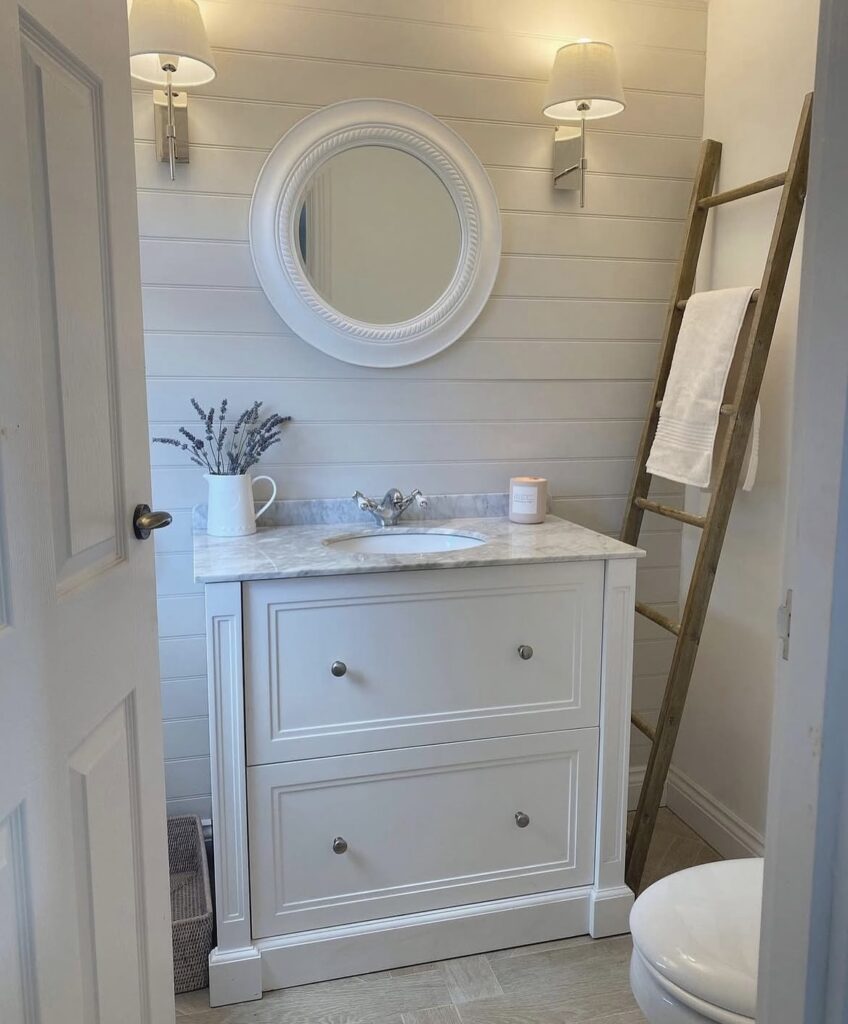 A bathroom counter decor.