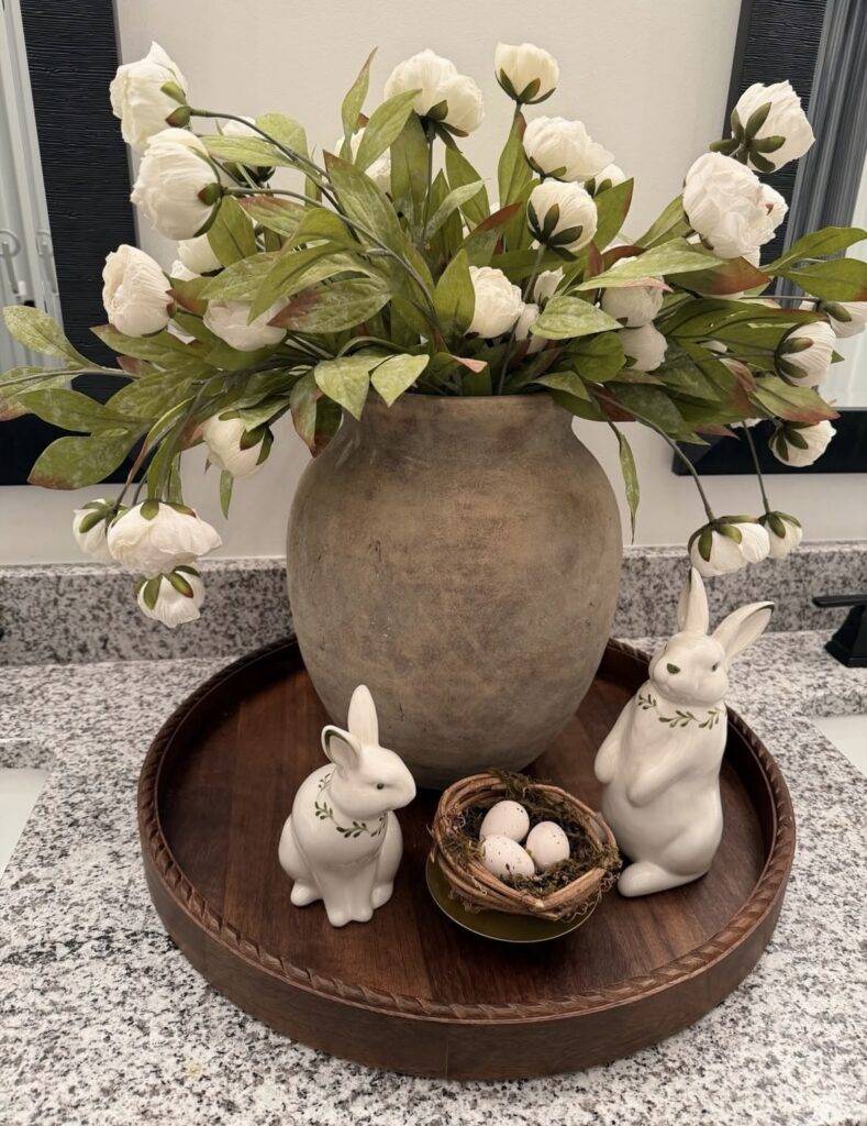 A bathroom counter decor.