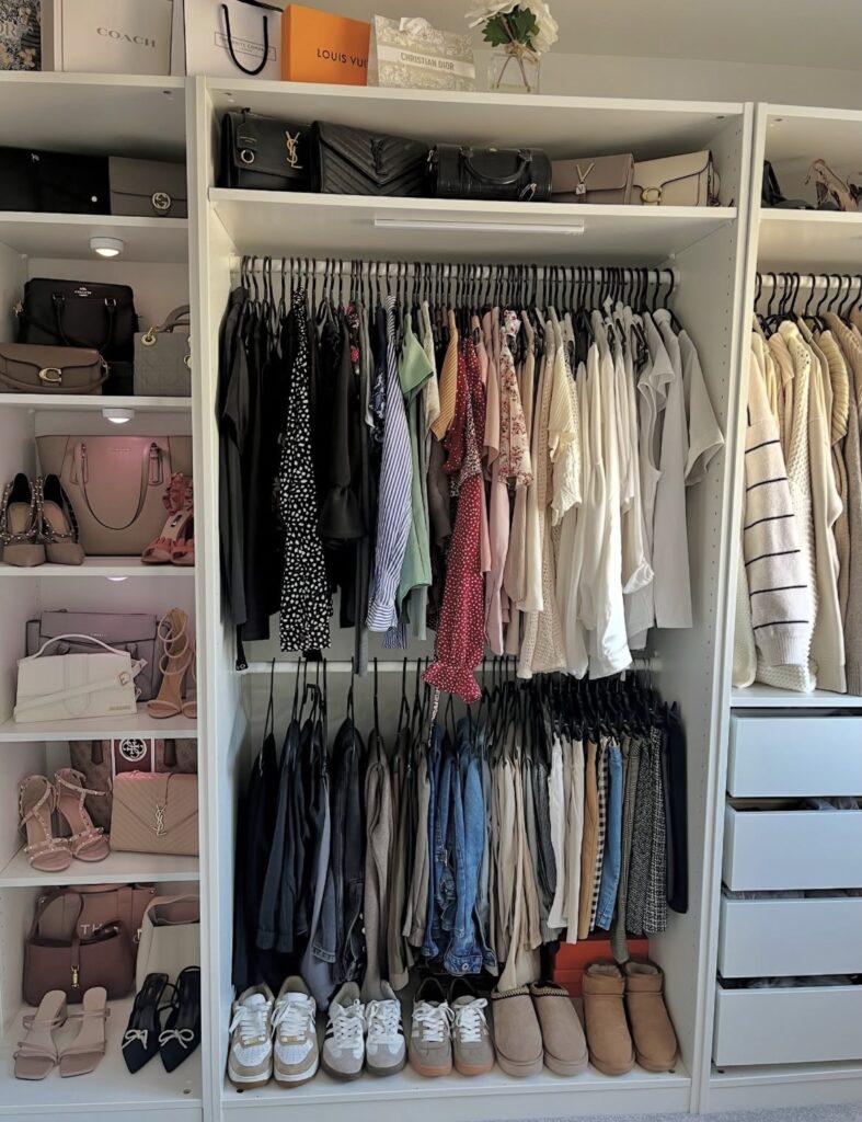 A small walk in closet.