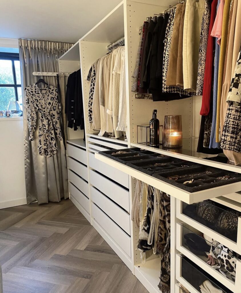 A small walk in closet.