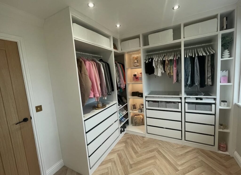 A small walk in closet.