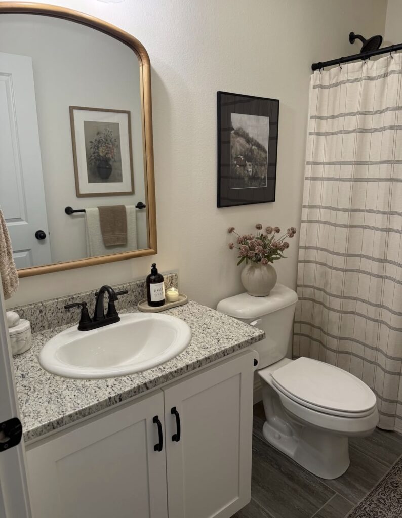 A bathroom counter decor.