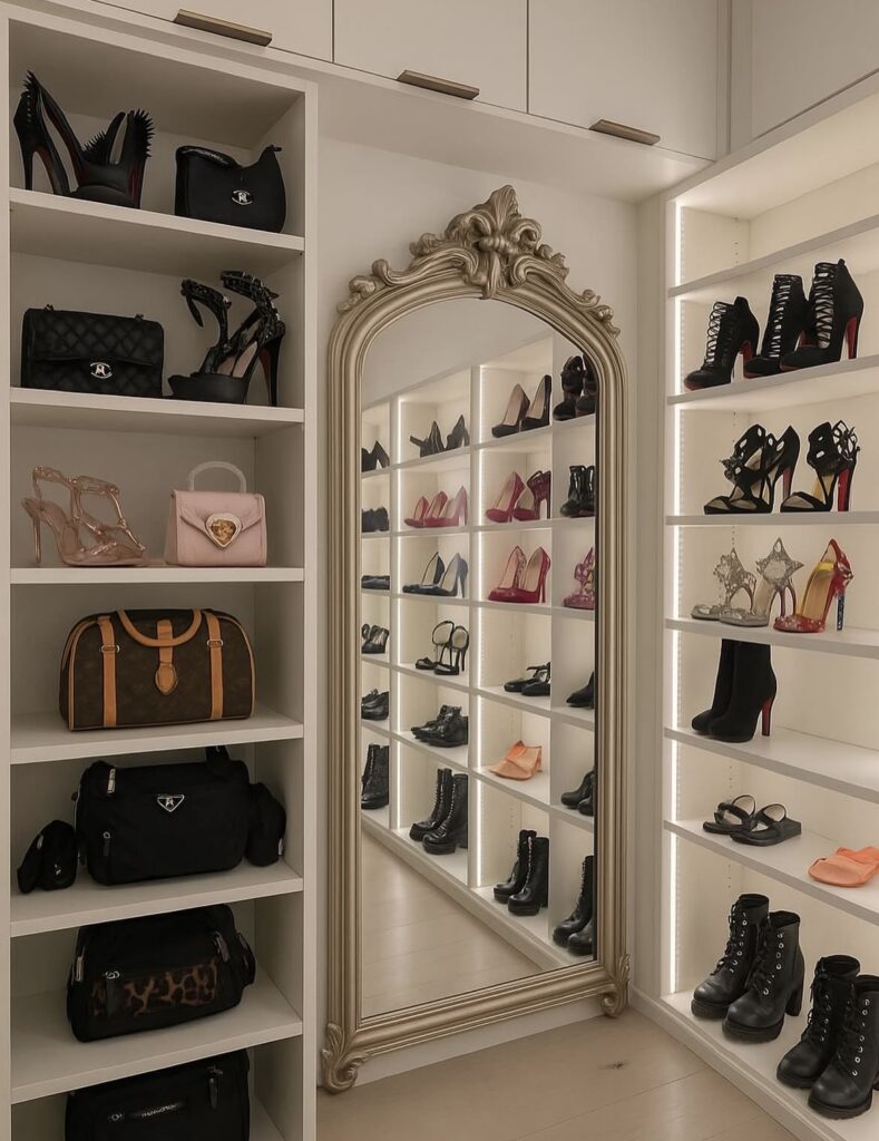 A small walk in closet.