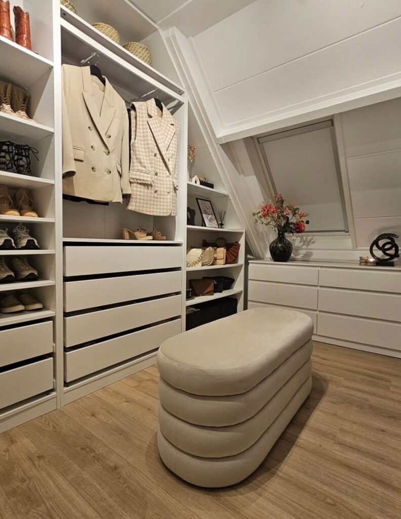 A small walk in closet.