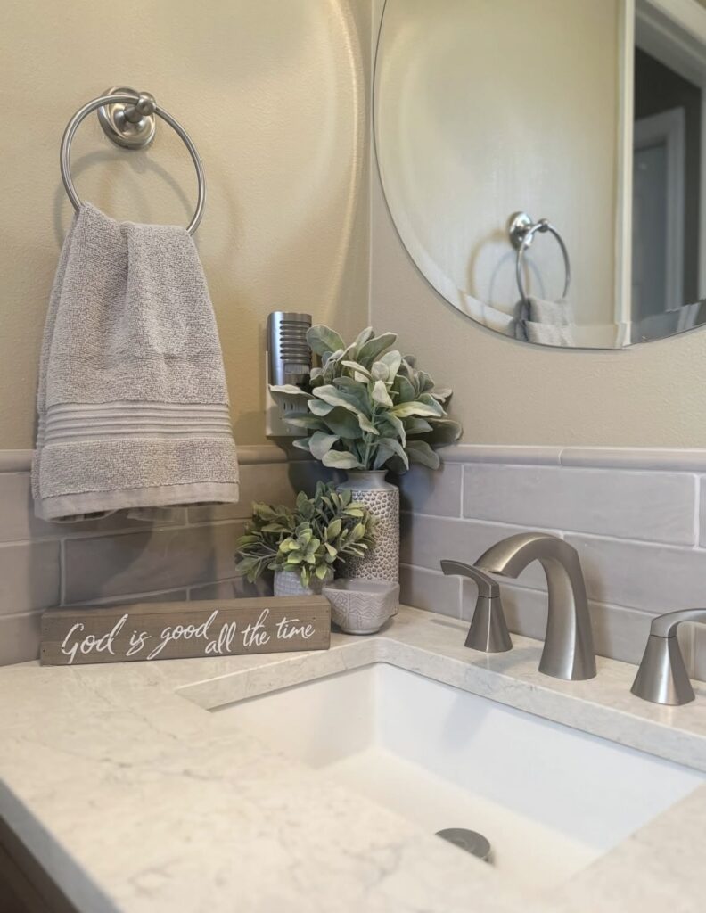 A bathroom counter decor.