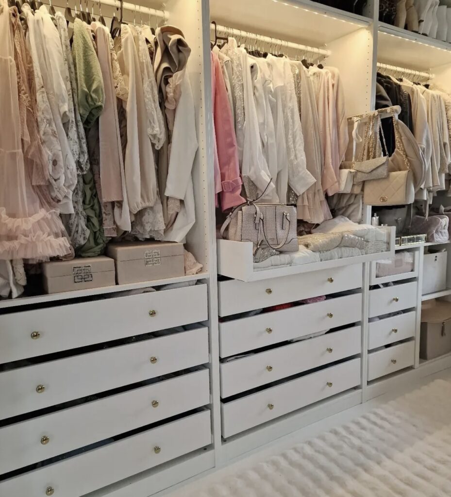 A small walk in closet.