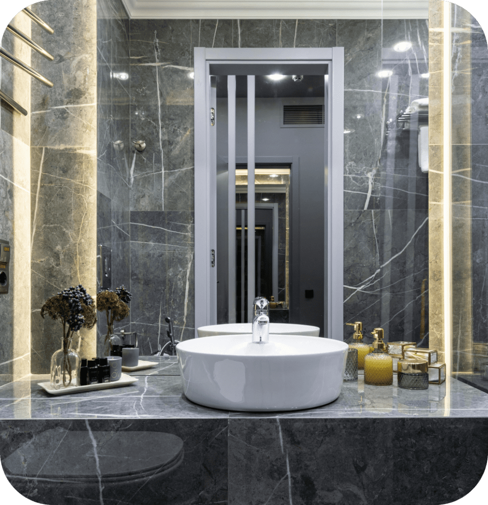 A bathroom counter decor.