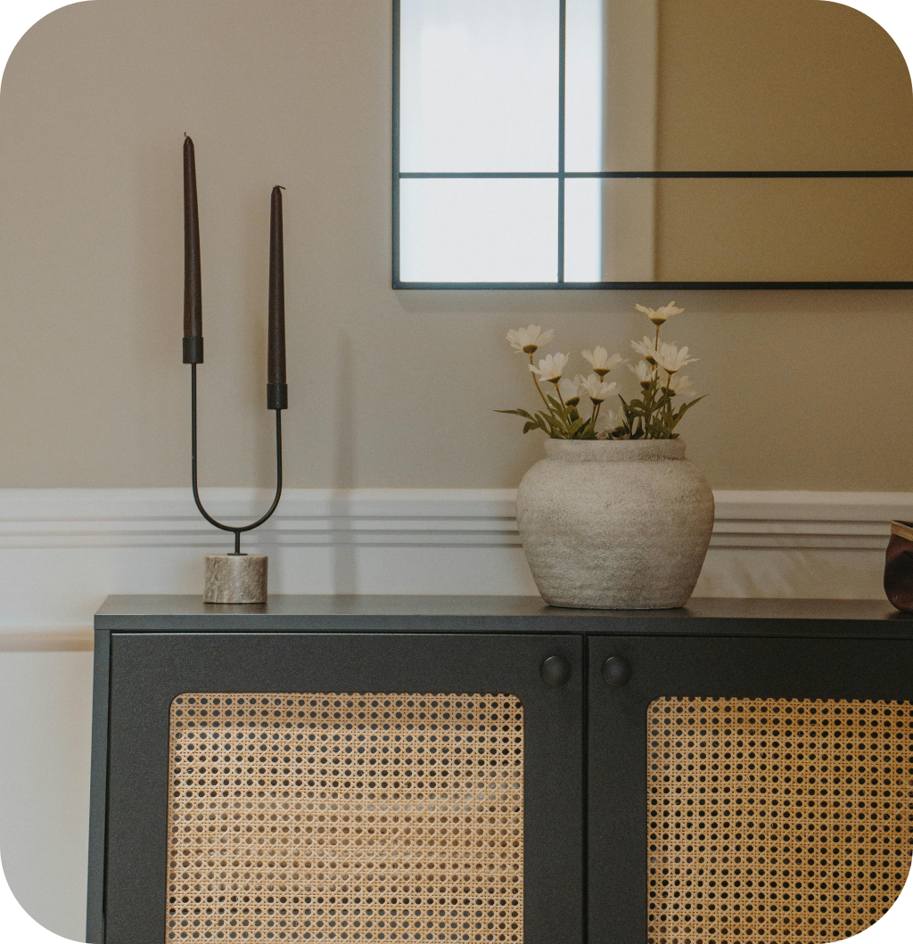 An entryway with storage.