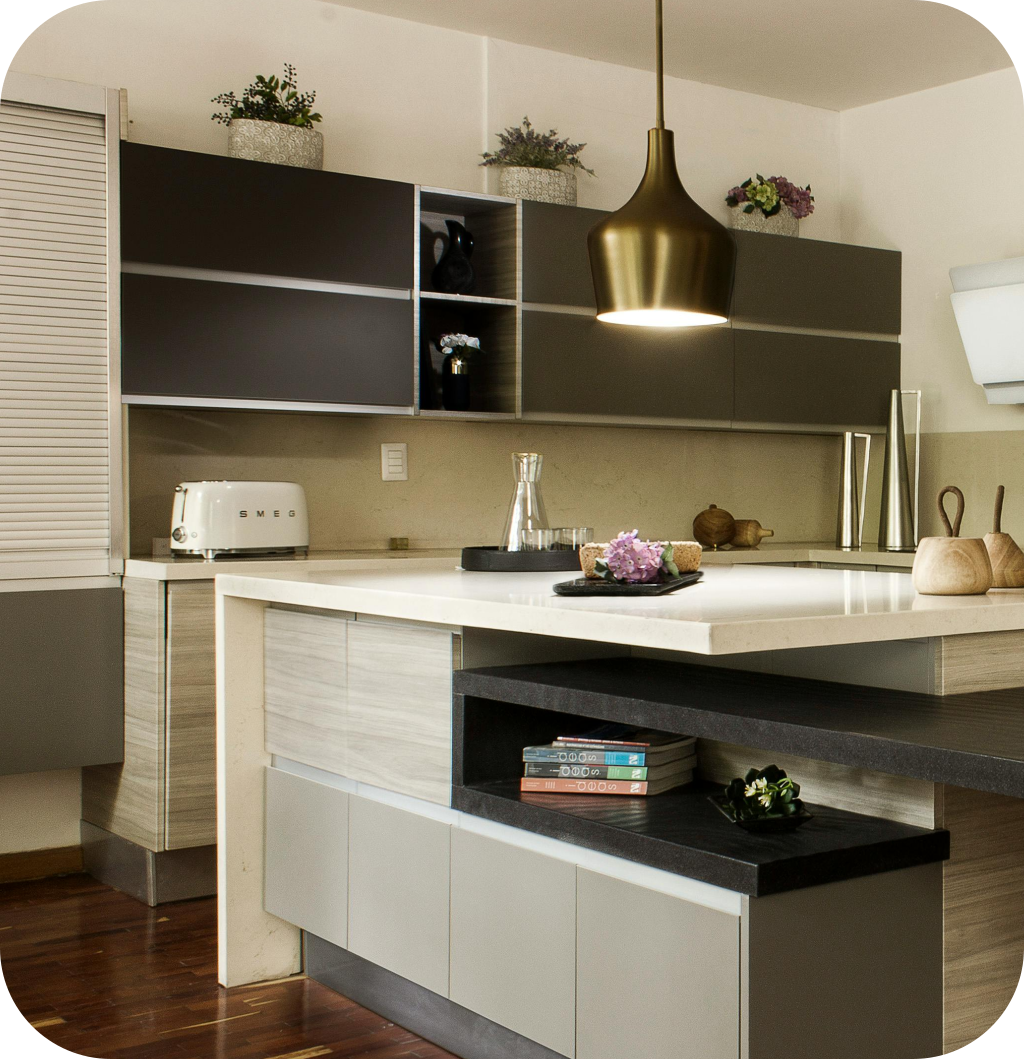 A modern above kitchen cabinets decor.