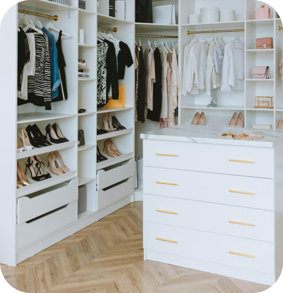 A small walk in closet.