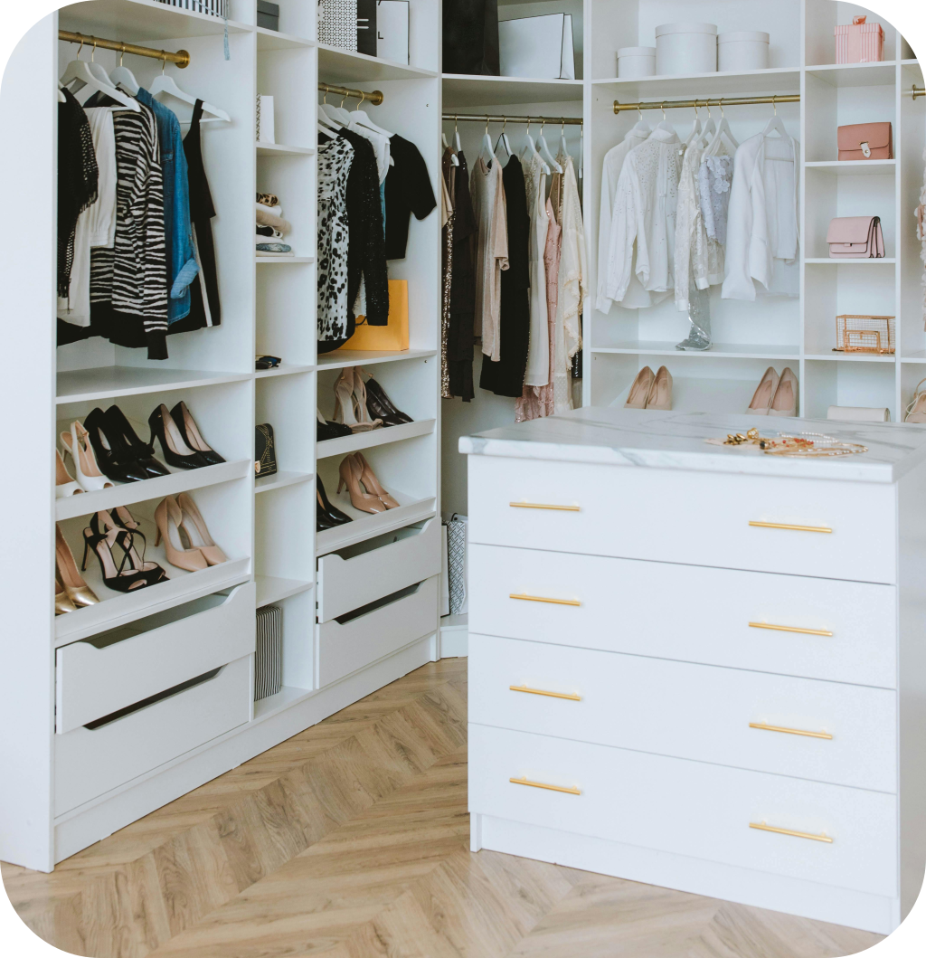 A small walk in closet.