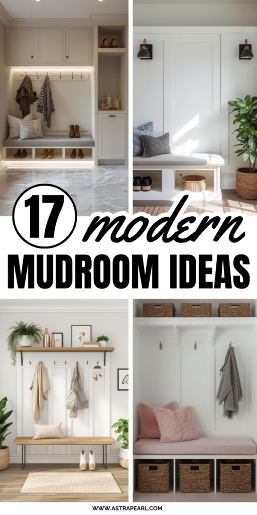 Pinterest Pin for modern mudroom ideas.