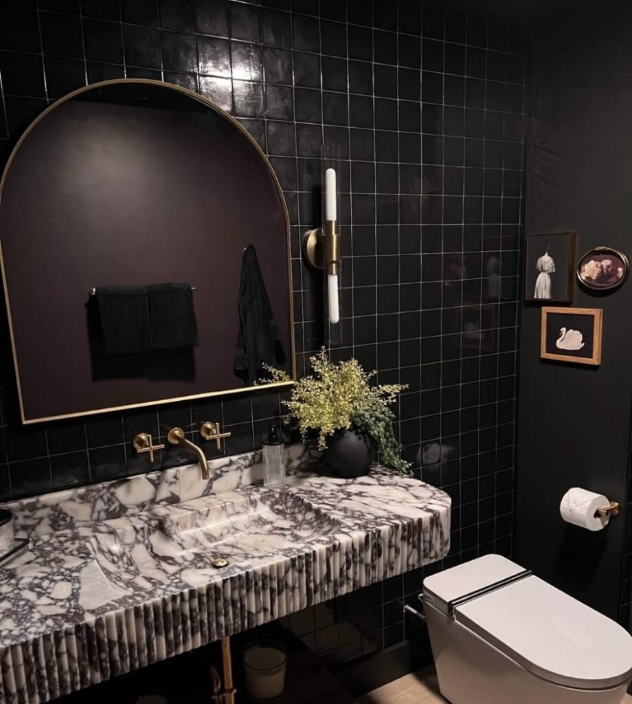 A black bathroom.