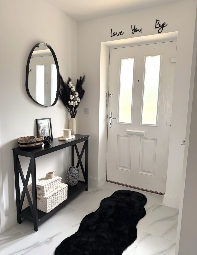 A well-decorated console table.