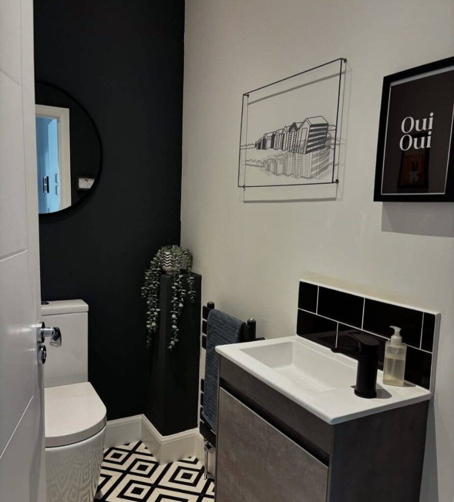 A black bathroom.