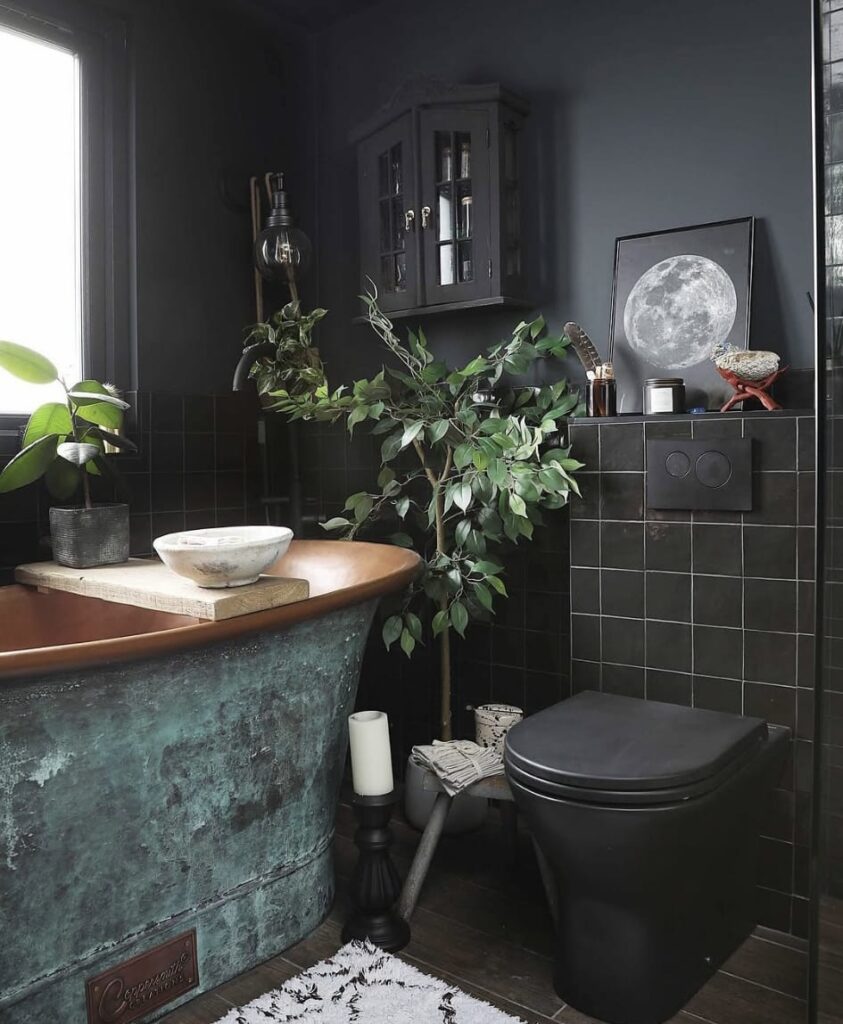 A black bathroom.