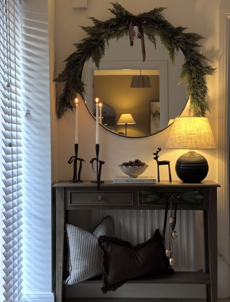 A well-decorated console table.