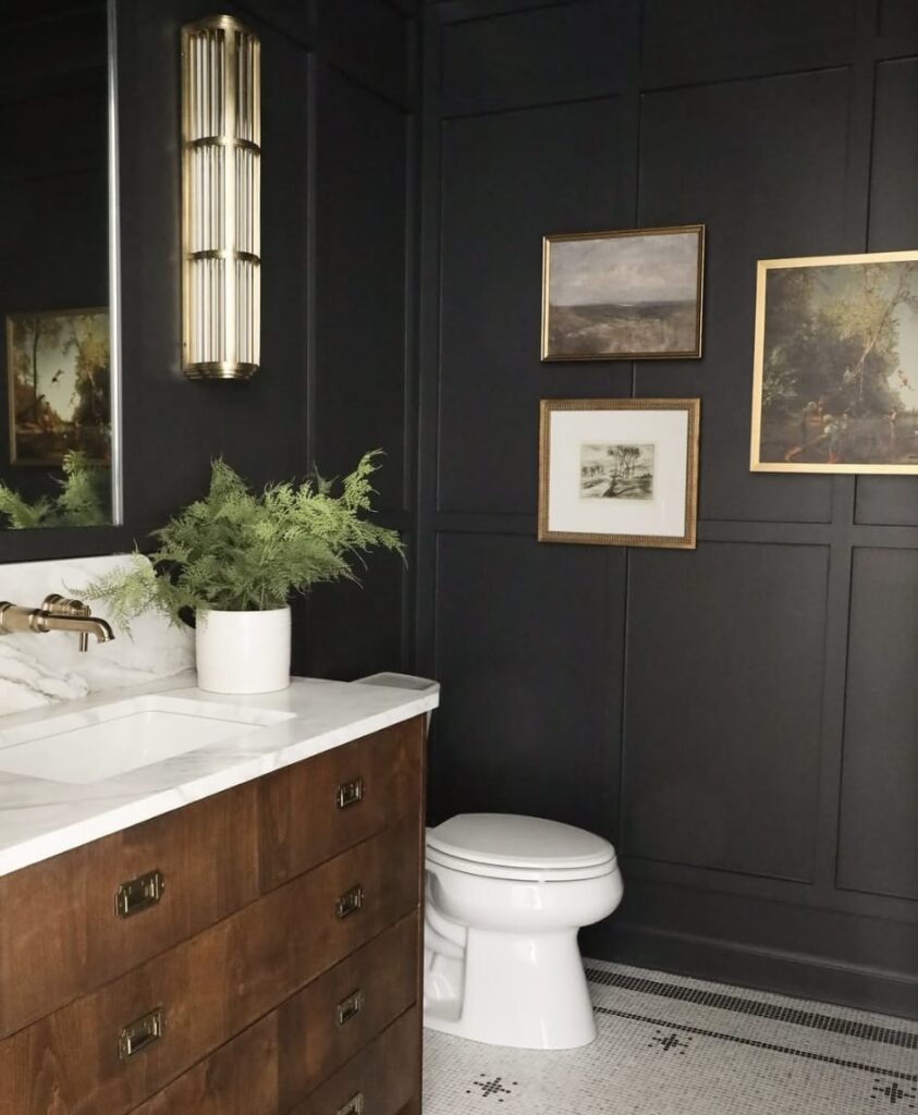 A black bathroom.