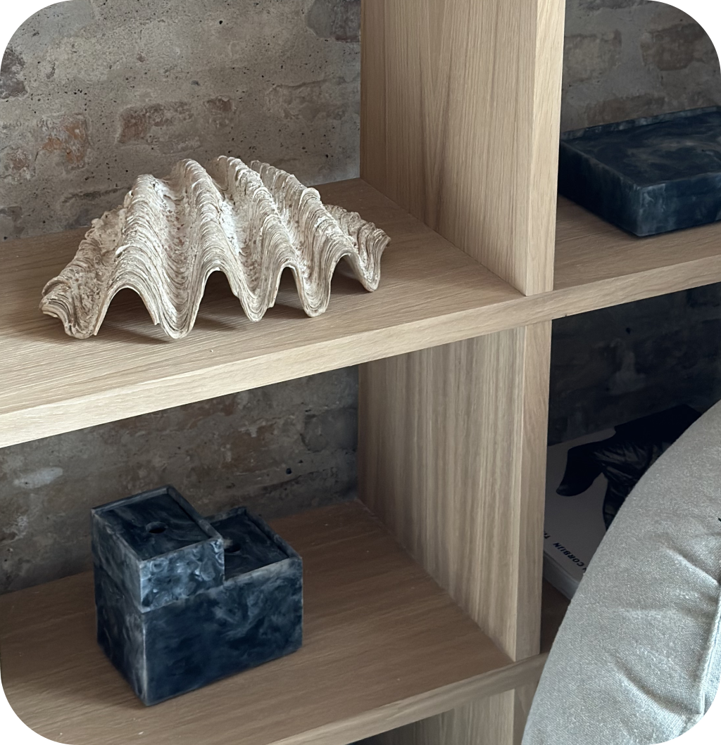 A well-decorated shelf.